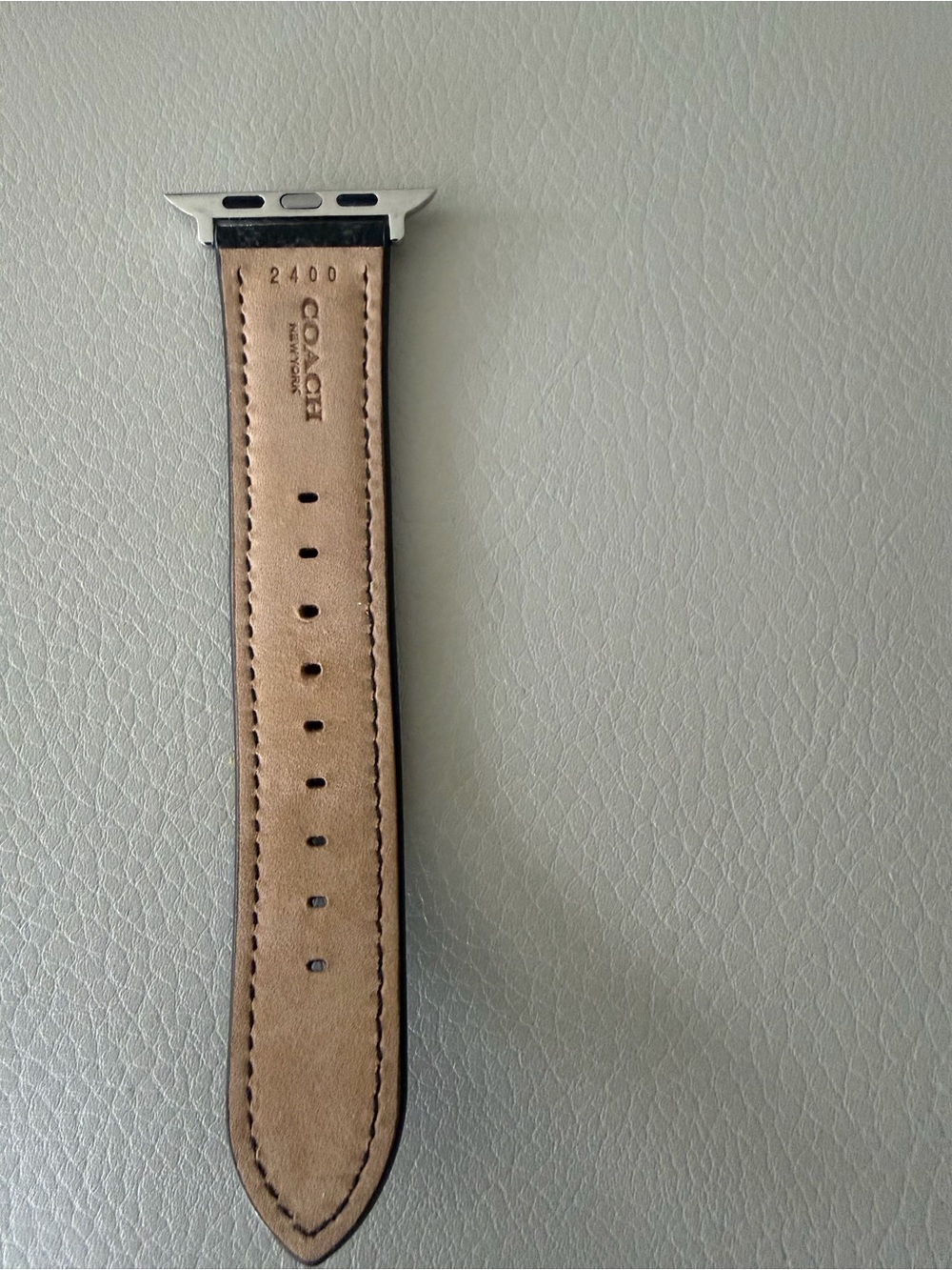 Coach- NEW Black Patterned Leather Apple Watch Band - Picture 4 of 5